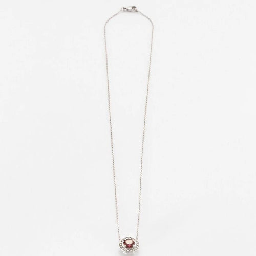 Collier Collier pendentif en or blanc 18K avec tourmaline rose et diamants 58 Facettes