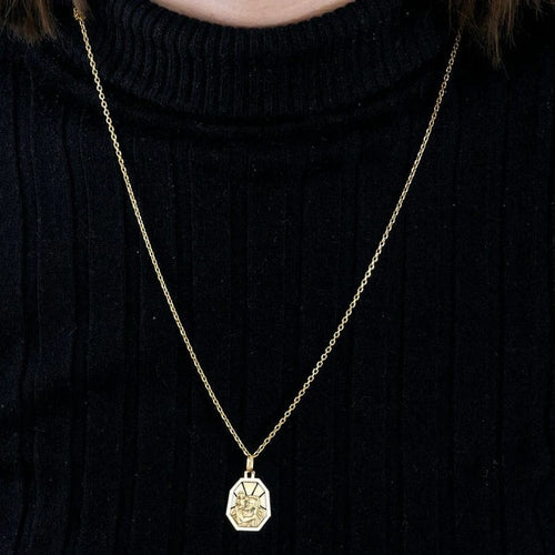 Pendentif Médaille Saint Christophe octogonale en or jaune et blanc 18K 58 Facettes