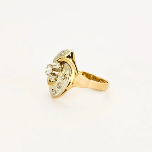Bague 50 Bague tourbillon marquise en or jaune 18K et diamants 58 Facettes