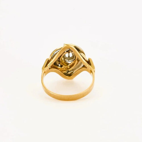 Bague 50 Bague tourbillon marquise en or jaune 18K et diamants 58 Facettes