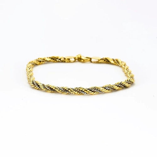 Bracelet Bracelet torsadé maille corde et vénitienne en or jaune et blanc 18K 58 Facettes LMB-197