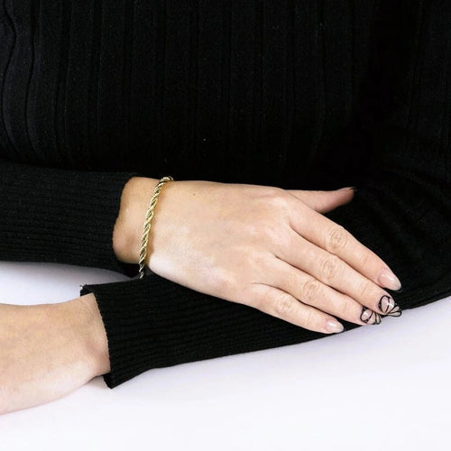 Bracelet Bracelet torsadé maille corde et vénitienne en or jaune et blanc 18K 58 Facettes LMB-197