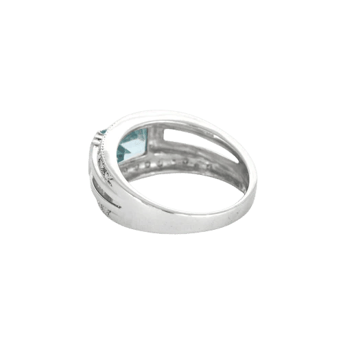 Bague 57.5 Bague bandeau topaze et diamants en or blanc 18K 58 Facettes LMB-200