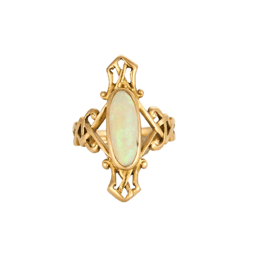 Bague 54 Bague marquise Art nouveau en or jaune 18K et opale 58 Facettes LMB-201
