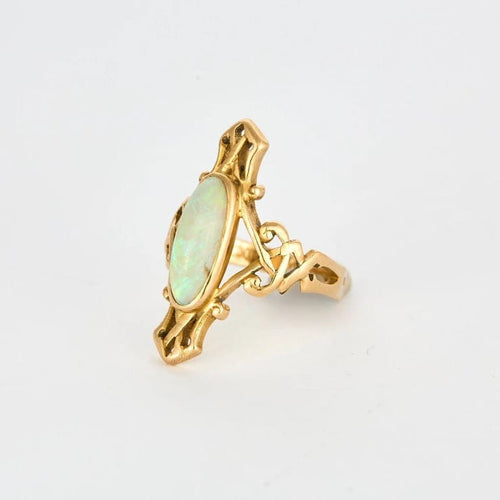Bague 54 Bague marquise Art nouveau en or jaune 18K et opale 58 Facettes LMB-201