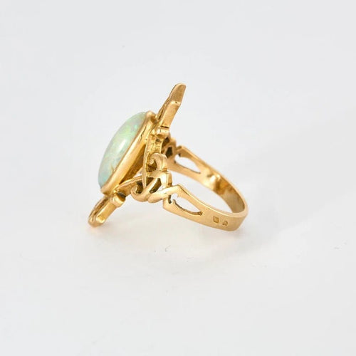 Bague 54 Bague marquise Art nouveau en or jaune 18K et opale 58 Facettes LMB-201