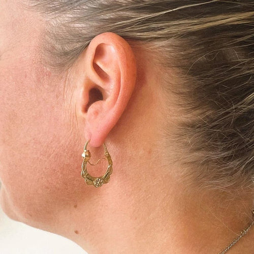 Boucles d'oreilles Créoles savoyardes - Boucles d’oreilles en or jaune 18K, or blanc et vert 58 Facettes LMB-218