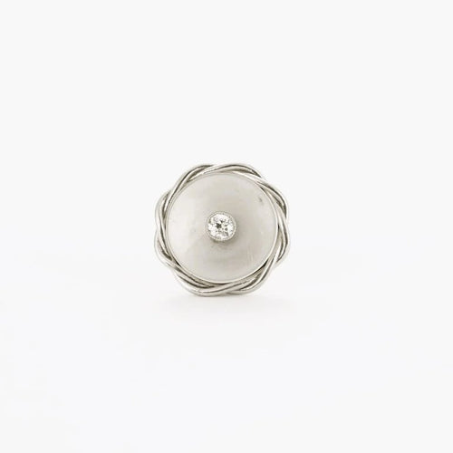 Boucles d'oreilles Boucles d'oreilles puces en platine et or jaune, diamants et nacre 58 Facettes