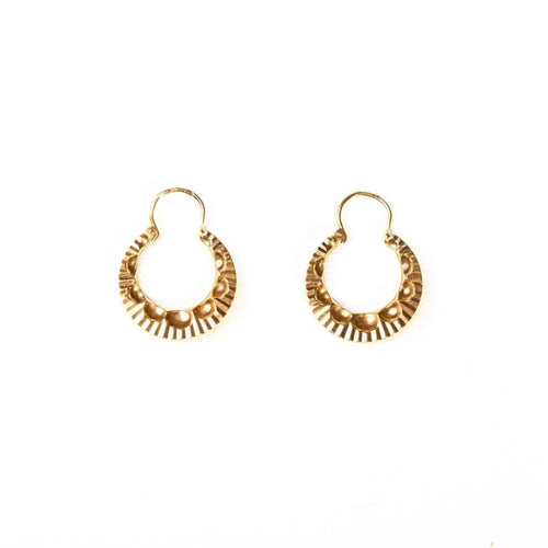 Boucles d'oreilles Boucles d’oreilles créoles à décor rayonnant en or jaune 18K 58 Facettes