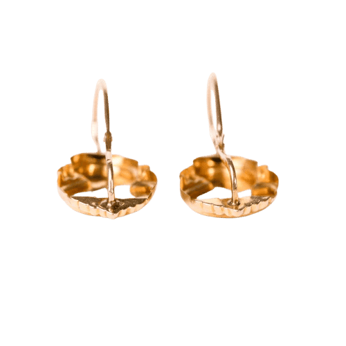 Boucles d'oreilles Boucles d'oreilles dormeuses anciennes en or jaune 18K ciselé 58 Facettes