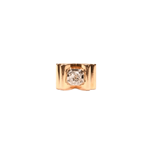 Bague 53 Bague Tank solitaire en or jaune 18K et platine avec diamant 58 Facettes