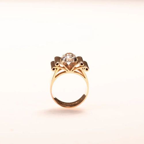 Bague 53 Bague Tank solitaire en or jaune 18K et platine avec diamant 58 Facettes