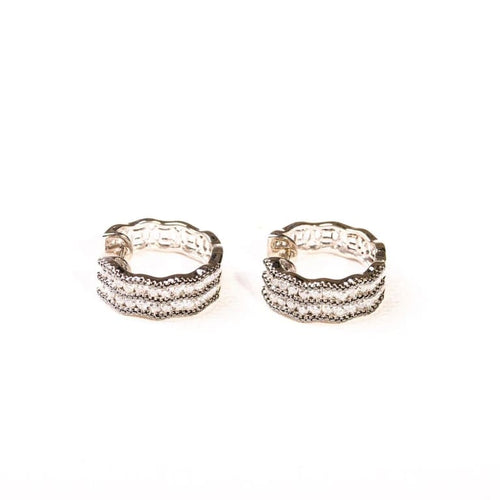 Boucles d'oreilles Boucles d'oreilles créoles en or blanc 18K pavées de diamants et diamants noirs 58 Facettes
