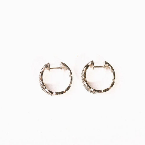 Boucles d'oreilles Boucles d'oreilles créoles en or blanc 18K pavées de diamants et diamants noirs 58 Facettes