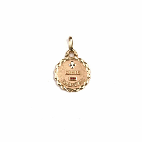Pendentif Augis - Pendentif médaille d'amour en or jaune 18K et rubis 58 Facettes LMB-255