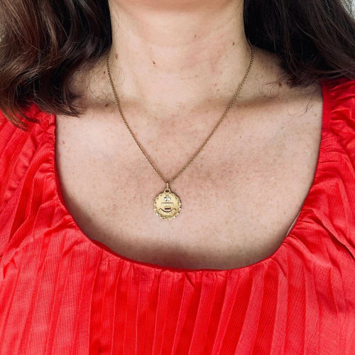 Pendentif Augis - Pendentif médaille d'amour en or jaune 18K et rubis 58 Facettes LMB-255