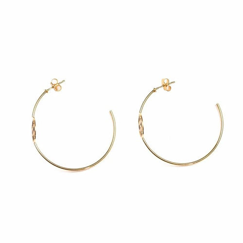 Boucles d'oreilles Boucles d'oreilles créoles à pastilles d'onyx en or jaune 18K 58 Facettes