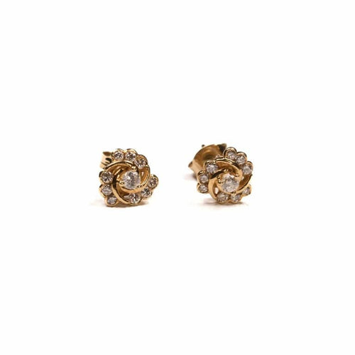 Boucles d'oreilles Boucles d'oreilles puces spirale en or jaune 18K et diamants 58 Facettes