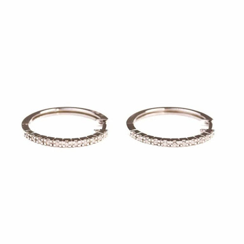 Boucles d'oreilles Boucles d’oreilles créoles en or blanc 18K et diamants 58 Facettes