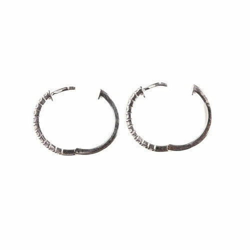 Boucles d'oreilles Boucles d’oreilles créoles en or blanc 18K et diamants 58 Facettes
