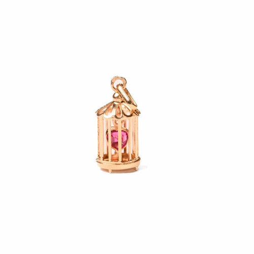 Pendentif Pendentif « L’amour en cage » en or rose 750 et rubis synthétique 58 Facettes 268