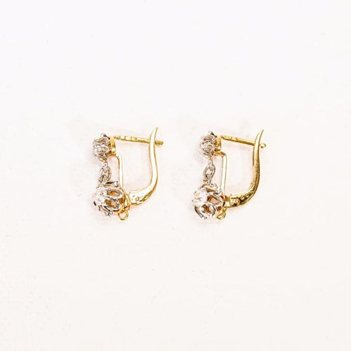 Boucles d'oreilles Boucles d’oreilles dormeuses en or deux tons et diamants 58 Facettes 53