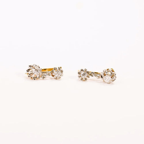 Boucles d'oreilles Boucles d’oreilles dormeuses en or deux tons et diamants 58 Facettes 53