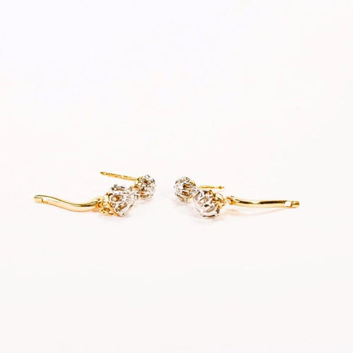 Boucles d'oreilles Boucles d’oreilles dormeuses en or deux tons et diamants 58 Facettes 53