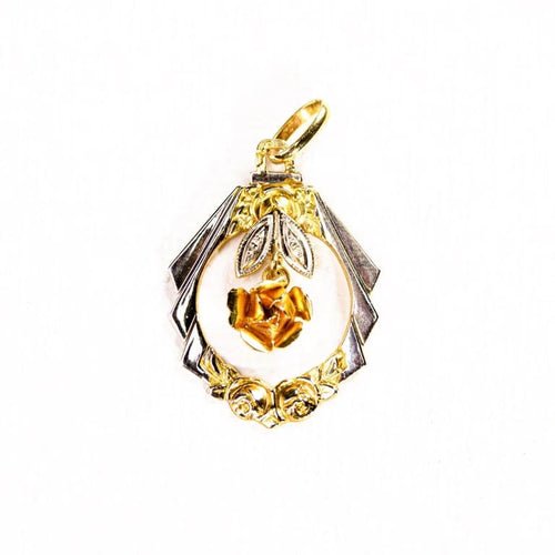 Pendentif Art Nouveau - Pendentif ancien à motif de roses en or 18K deux tons 58 Facettes LMB-287