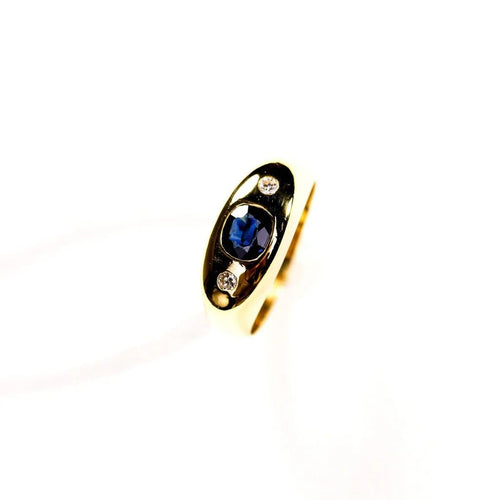 Bague 59 Bague jonc saphir et diamants en or jaune 58 Facettes LMB-256
