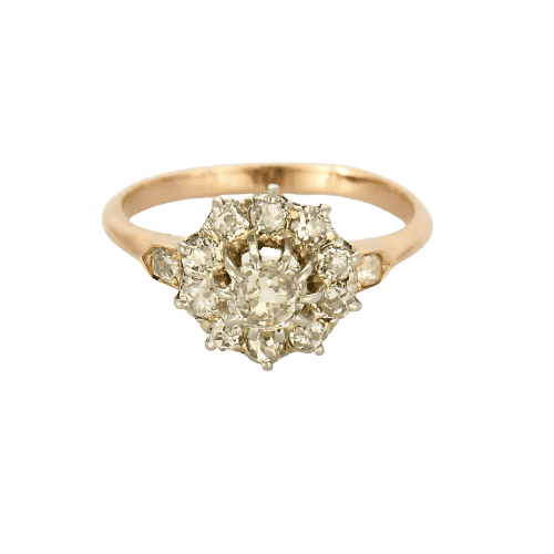 Bague 55 Bague marguerite ancienne en or rose et blanc et diamants 58 Facettes LMB-292
