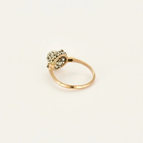 Bague 55 Bague marguerite ancienne en or rose et blanc et diamants 58 Facettes LMB-292