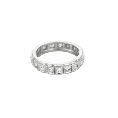 Bague 49 Alliance américaine - Bague en or blanc 18K et diamants 0,95 ct 58 Facettes LMB-294