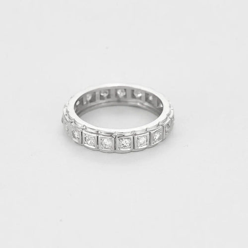Bague 49 Alliance américaine - Bague en or blanc 18K et diamants 0,95 ct 58 Facettes LMB-294