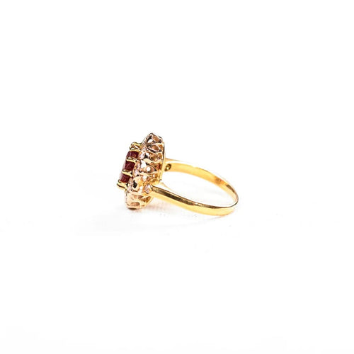 Bague 54 Bague marguerite rubis et diamants en or jaune 18K 58 Facettes LMB-285