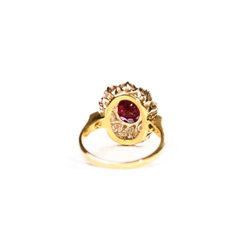 Bague 54 Bague marguerite rubis et diamants en or jaune 18K 58 Facettes LMB-285