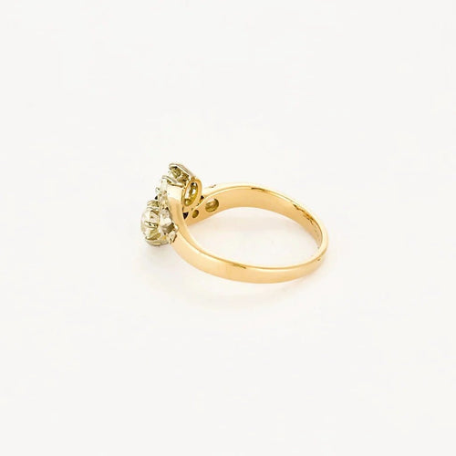 Bague 51.5 Bague Toi & Moi ancienne en or jaune et blanc 18K et diamants 58 Facettes LMB-298
