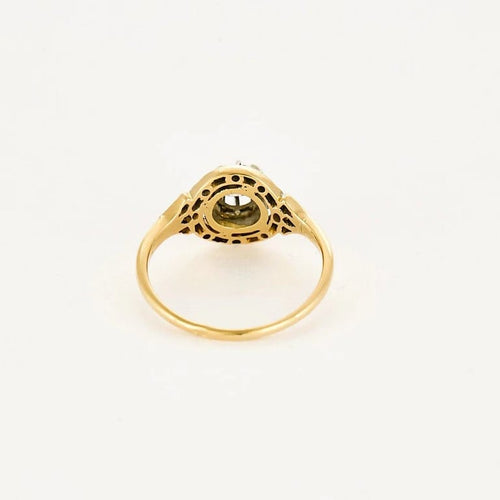 Bague 54 Bague ancienne entourage de diamants en or jaune 18K 58 Facettes LMB-293