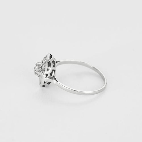 Bague 57 Bague Art déco octogonale en or blanc et platine, diamants 58 Facettes LMB-300