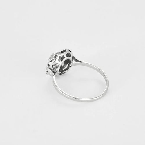 Bague 57 Bague Art déco octogonale en or blanc et platine, diamants 58 Facettes LMB-300