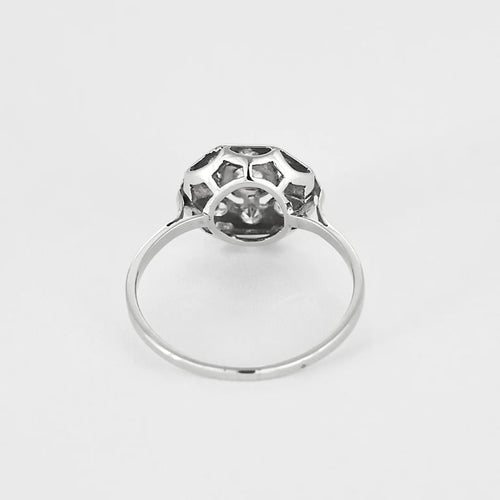Bague 57 Bague Art déco octogonale en or blanc et platine, diamants 58 Facettes LMB-300