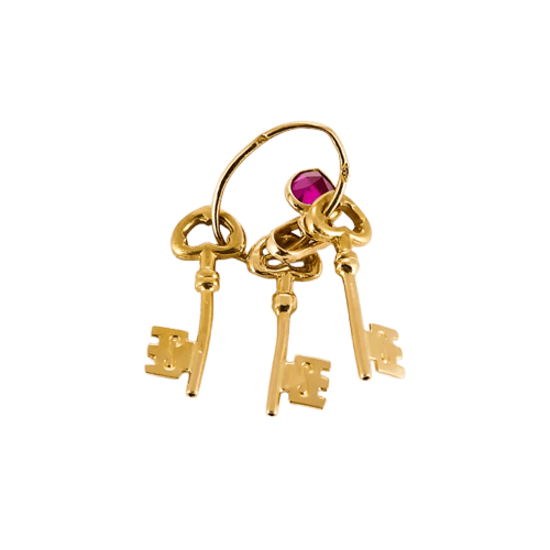 Pendentif Pendentif clés et cœur en or jaune et rubis 58 Facettes LMB-313