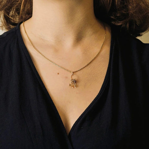 Pendentif Pendentif clés et cœur en or jaune et rubis 58 Facettes LMB-313