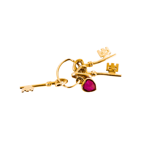 Pendentif Pendentif clés et cœur en or jaune et rubis 58 Facettes LMB-313