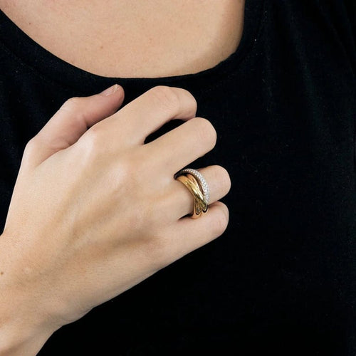 Bague 52 Cartier Trinity - Bague en trois ors 18k et diamants 58 Facettes 80