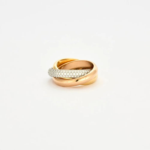 Bague 52 Cartier Trinity - Bague en trois ors 18k et diamants 58 Facettes 80