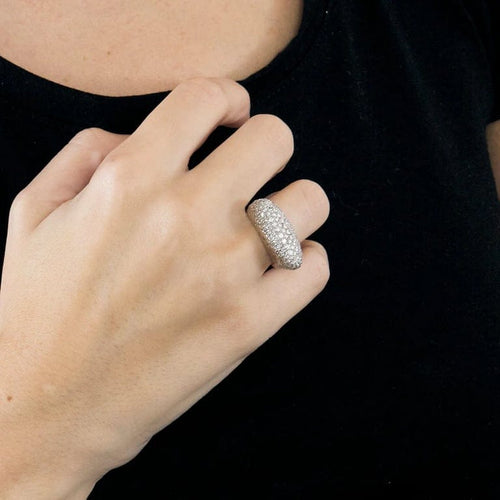 Bague 53 FRED Glory - Bague asymétrique en or blanc 18 k et diamants 58 Facettes
