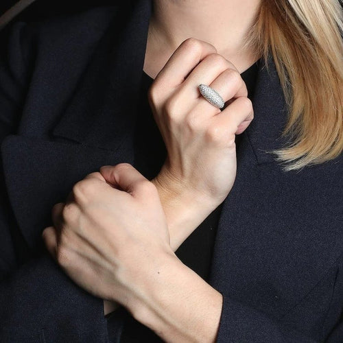 Bague 53 FRED Glory - Bague asymétrique en or blanc 18 k et diamants 58 Facettes