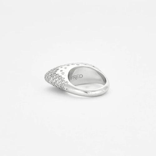 Bague 53 FRED Glory - Bague asymétrique en or blanc 18 k et diamants 58 Facettes