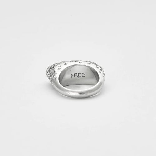 Bague 53 FRED Glory - Bague asymétrique en or blanc 18 k et diamants 58 Facettes